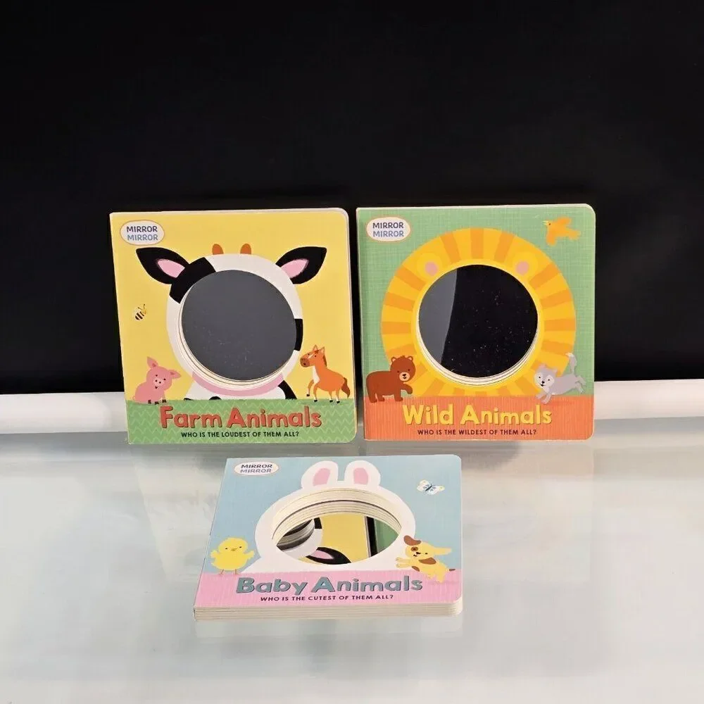 3 Mirror Mirror Board Books Wild Animals Farm Animals Baby Animals